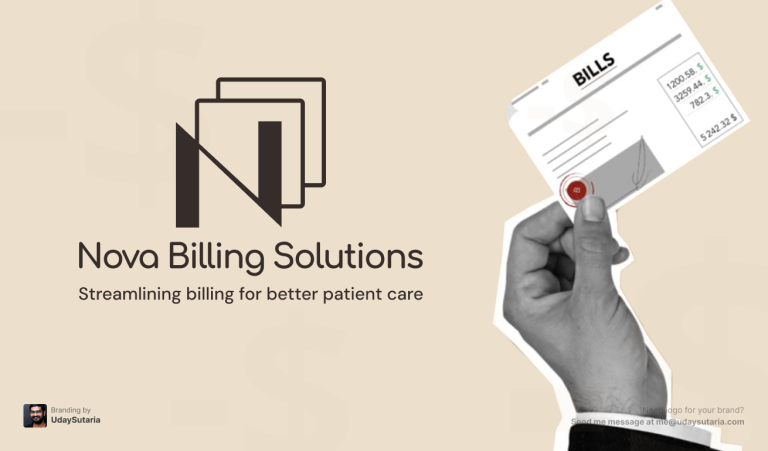 Nova Billing Solutions brand image featuring the full logo with a hand holding a bill as a supporting visual element. The image is created by UdaySutaria.