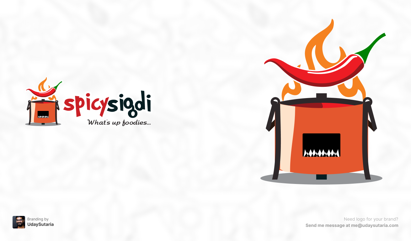 SpicySigdi brand image featuring two elements: the full logo and the standalone logo symbol. The image is created by UdaySutaria.